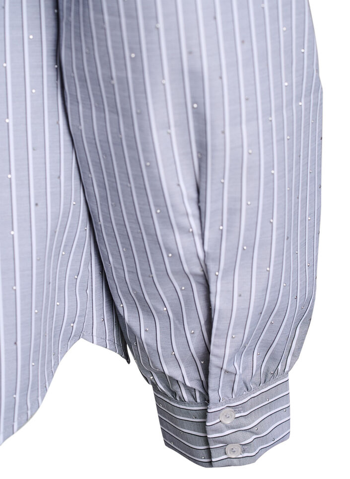 Koszula w paski z cwiekami, Czarne, Packshot image number 3