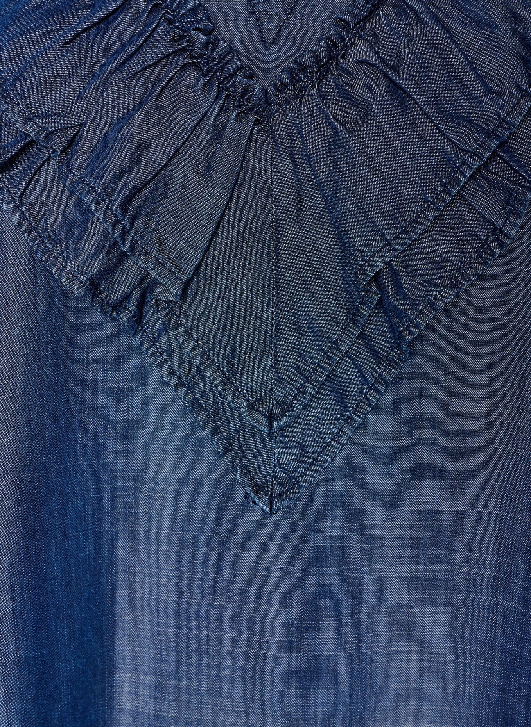 ZizziKr&oacute;tka sukienka o wygladzie denimu z falbanami, Niebieskie, Packshot image number 2