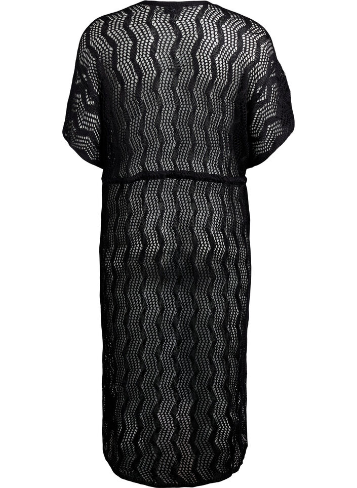 Kimono plazowe z wiazanym paskiem, Czarne, Packshot image number 1