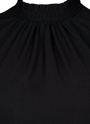 Bluzka z marszczeniem i dlugim rekawem w jednolitym kolorze, Black, Packshot image number 2