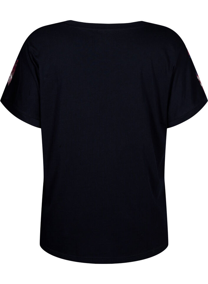 Luzna koszulka z kwiatowym wzorem, Black Purple Fl. AOP, Packshot image number 1