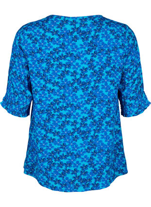 Wiskozowa bluzka z guzikami, Blue Small Flower, Packshot image number 1