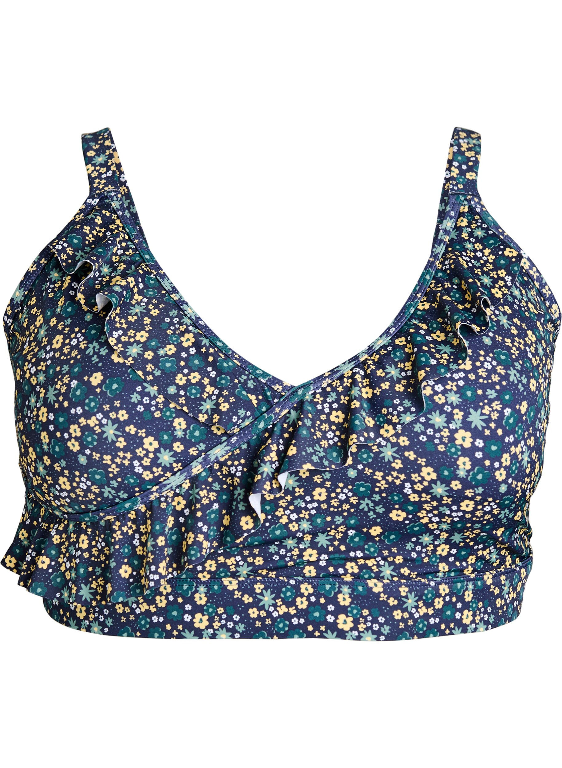 Kwiatowy stanik bikini z falbankami
