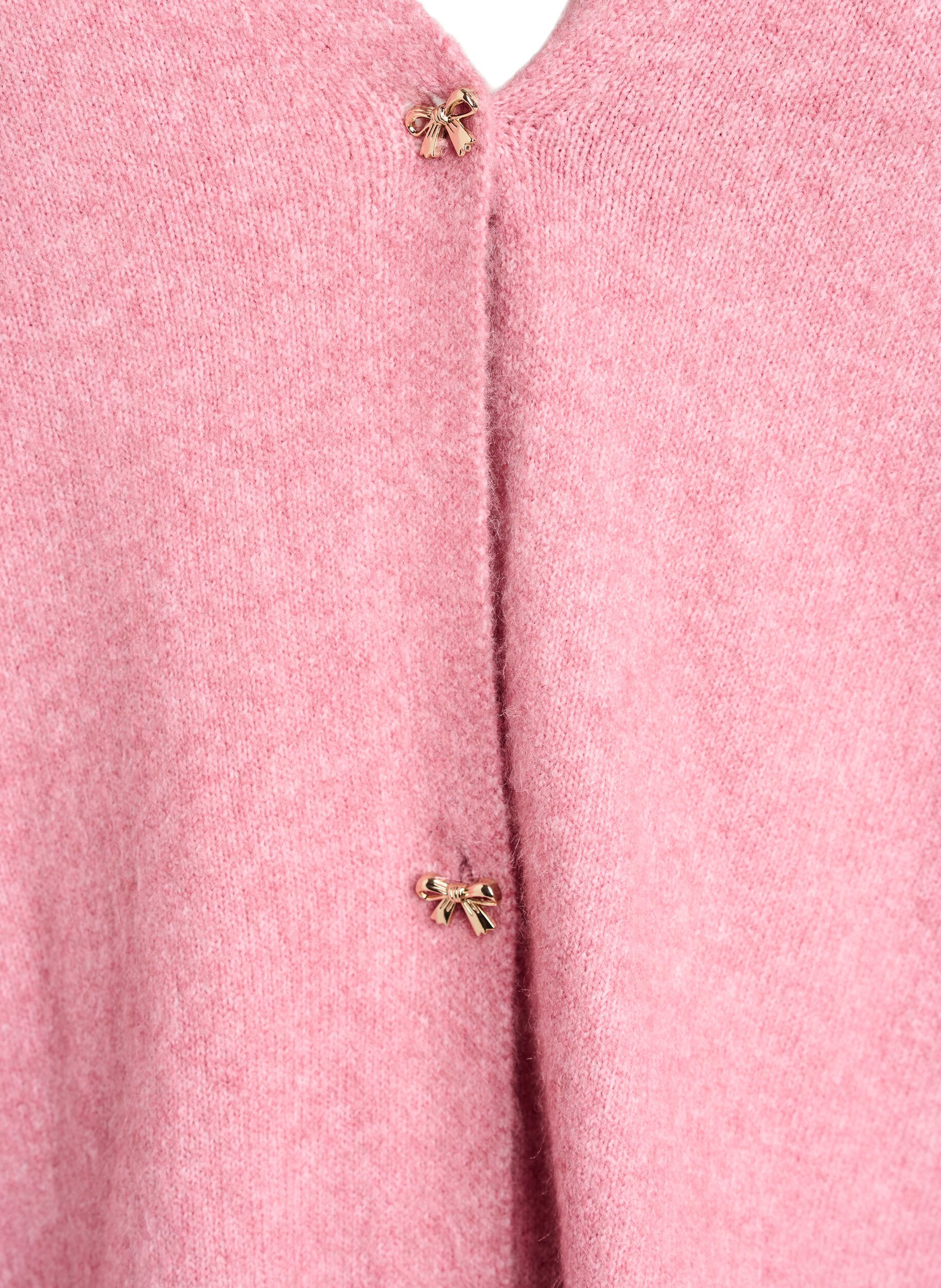 Zizzi Kardigan z welny z guziki w ksztalcie kokardki, R&oacute;żowy, Packshot image number 2