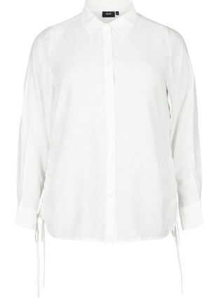 Koszula z wiskozy z falbana, Bright White, Packshot image number 0