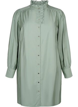 Wiskozowa sukienka koszulowa z marszczeniami, Green Bay, Packshot image number 0