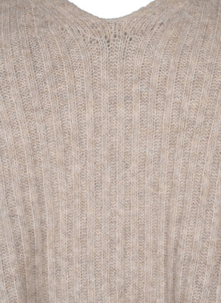 Dzianinowy sweter z rozcieciem, Simply Taupe Mel., Packshot image number 2