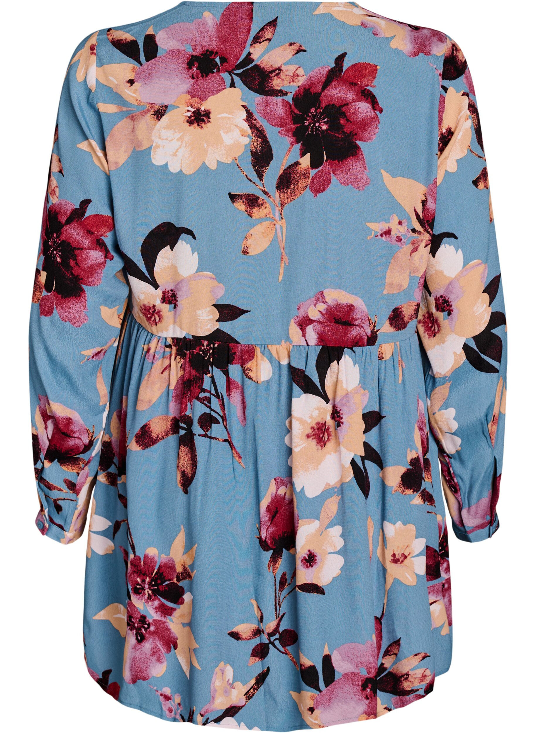 Zizzi Tunika z dlugim rekawem i szwem, Niebieskie, Packshot image number 1