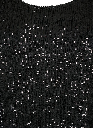 Krótka cekinowa sukienka z dlugim rekawem, Black, Packshot image number 2