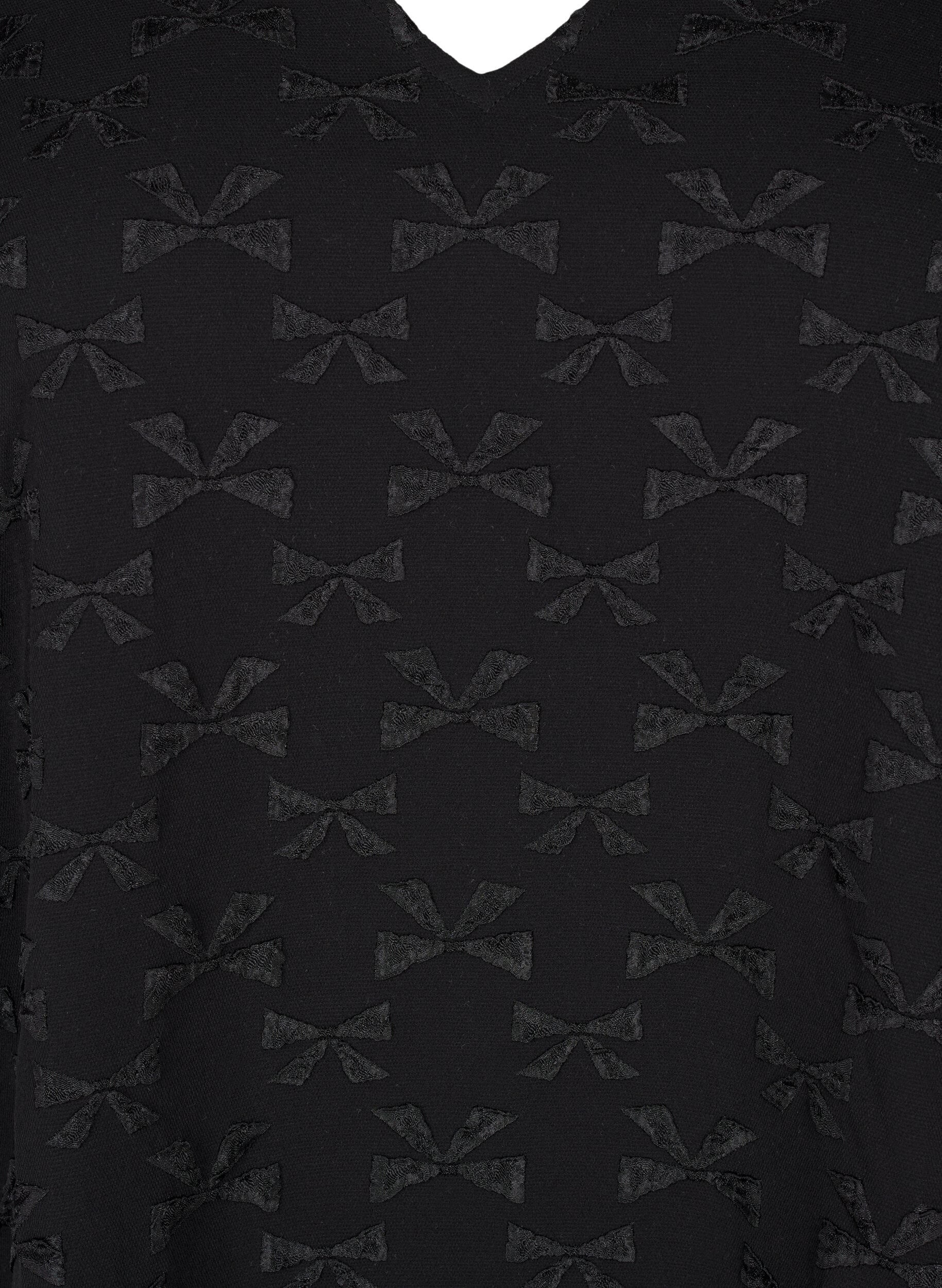 Zizzi Kr&oacute;tka zakardowa sukienka z kokardkami, Black W. Bow, Packshot image number 2