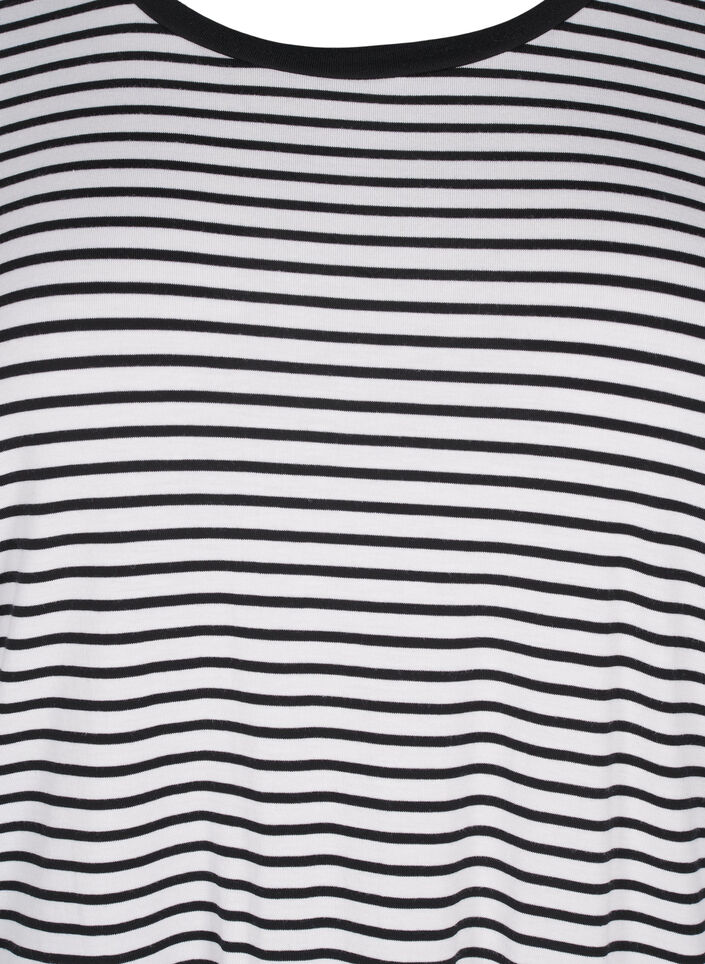 T-shirt w paski z lyocellu z okraglym dekoltem, Czarne, Packshot image number 2