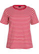 T-shirt w paski o prazkowanej fakturze, Czerwony, Packshot image number 0