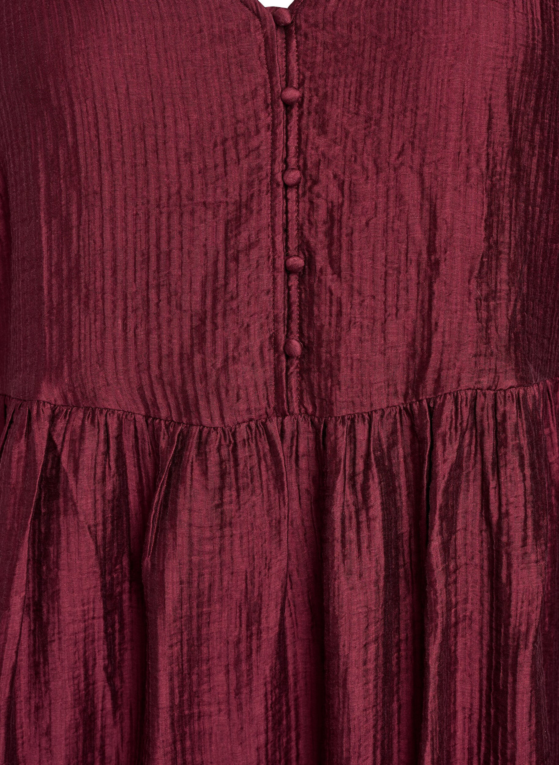 Zizzi Kr&oacute;tka sukienka o ciekawej fakturze z kr&oacute;tkimi bufiastymi rekawami, Czerwony, Packshot image number 2