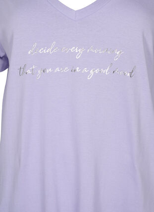 Koszula nocna z bawelny organicznej z dekoltem w szpic (GOTS), Lavender Decide, Packshot image number 2