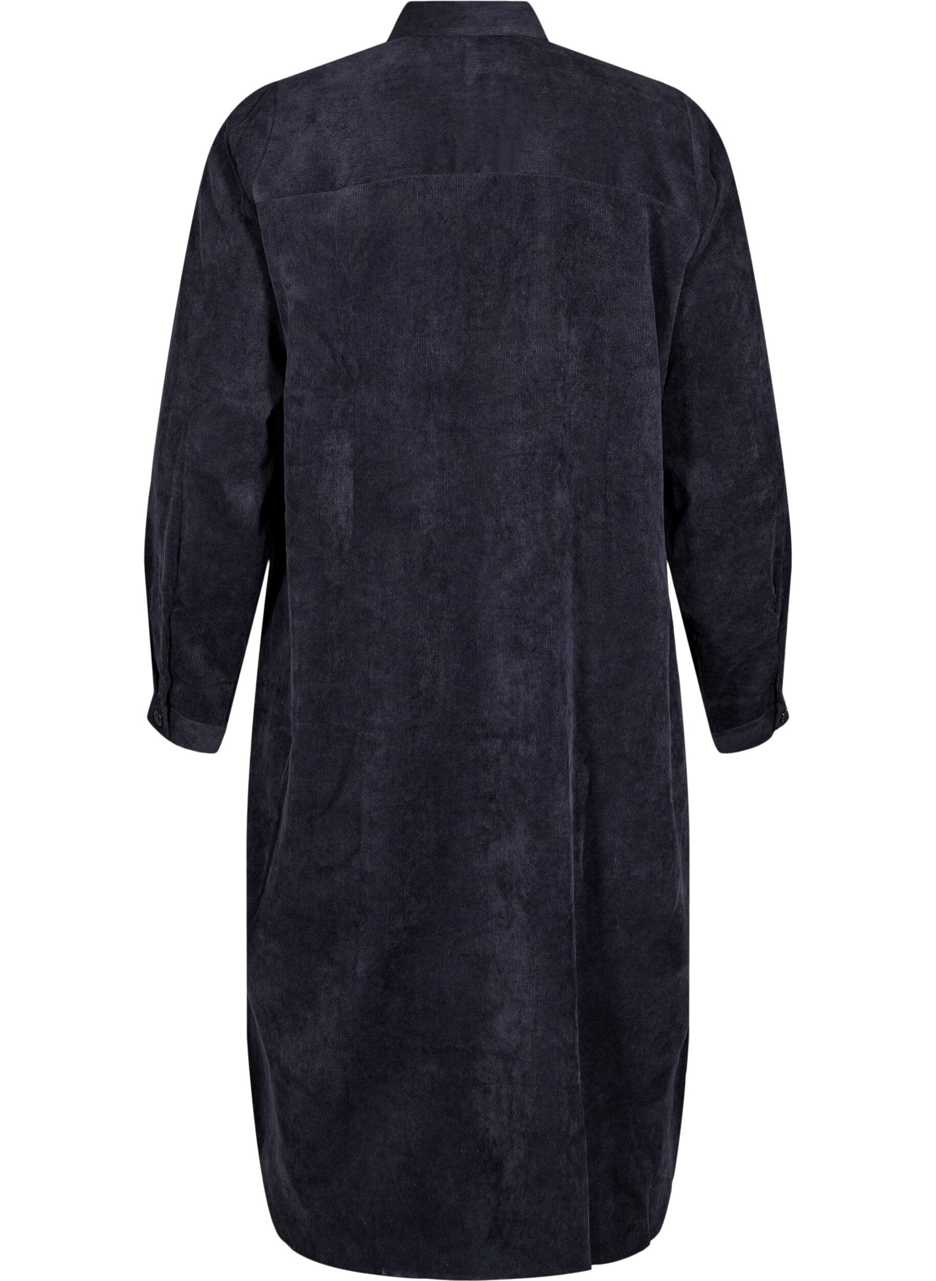 Zizzi Dluga sztruksowa sukienka koszulowa z guzikami, Black, Packshot image number 1