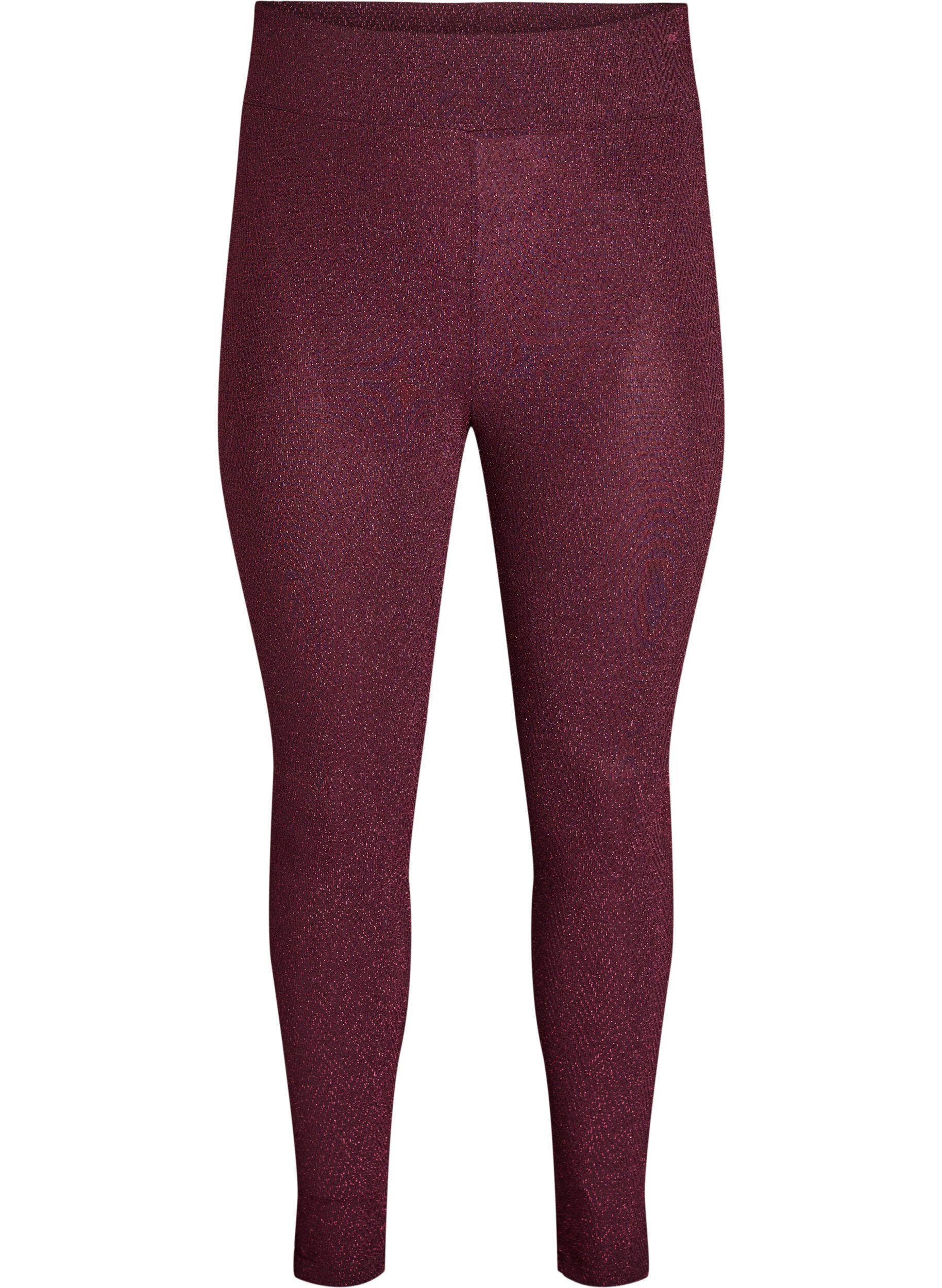 Zizzi Legginsy w blyszczacy geometryczny wz&oacute;r, Ciemnobordowy, Packshot image number 0