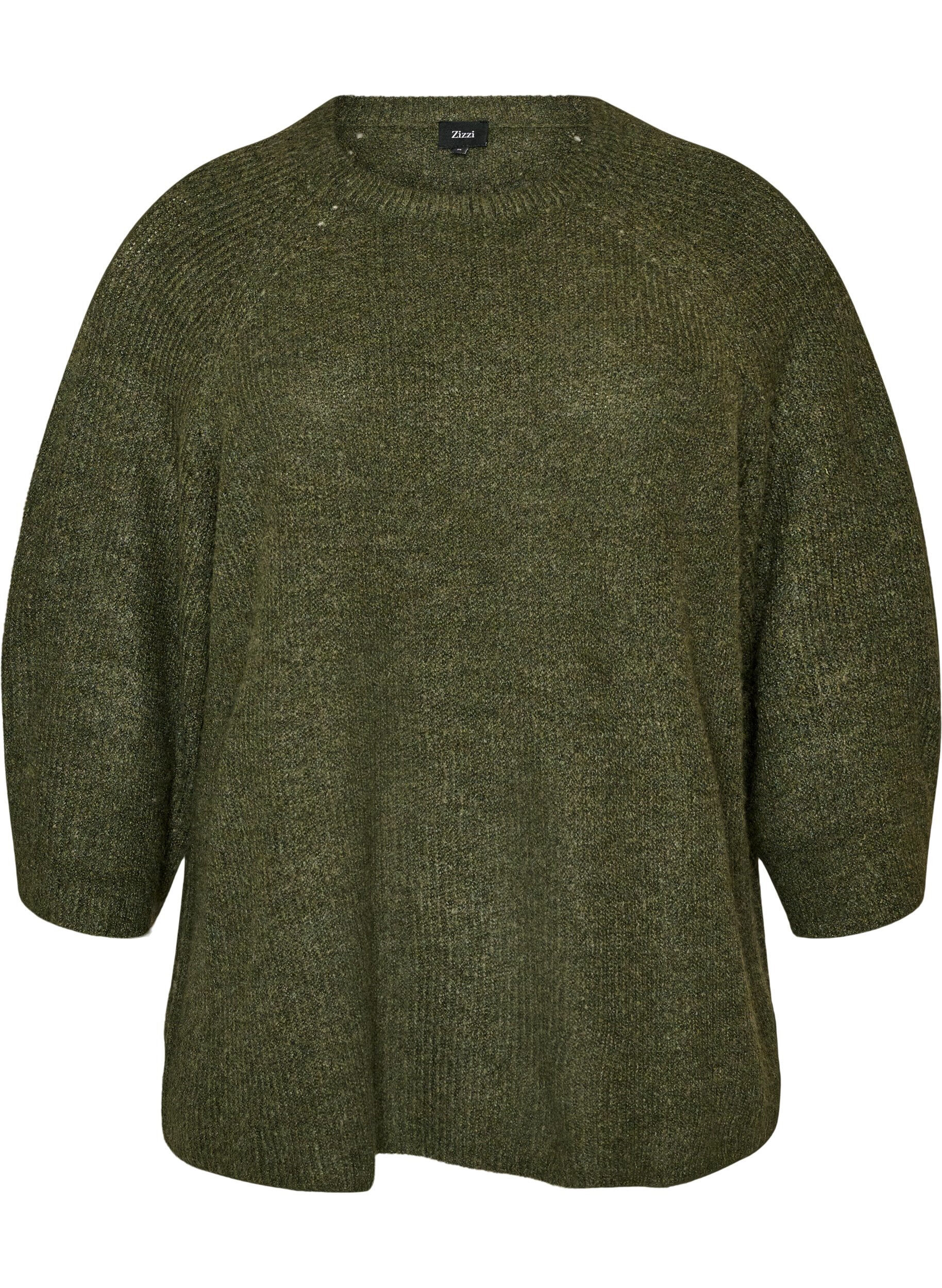 ZizziPrazkowany sweter z rekawami 3/4, Zielony, Packshot image number 0