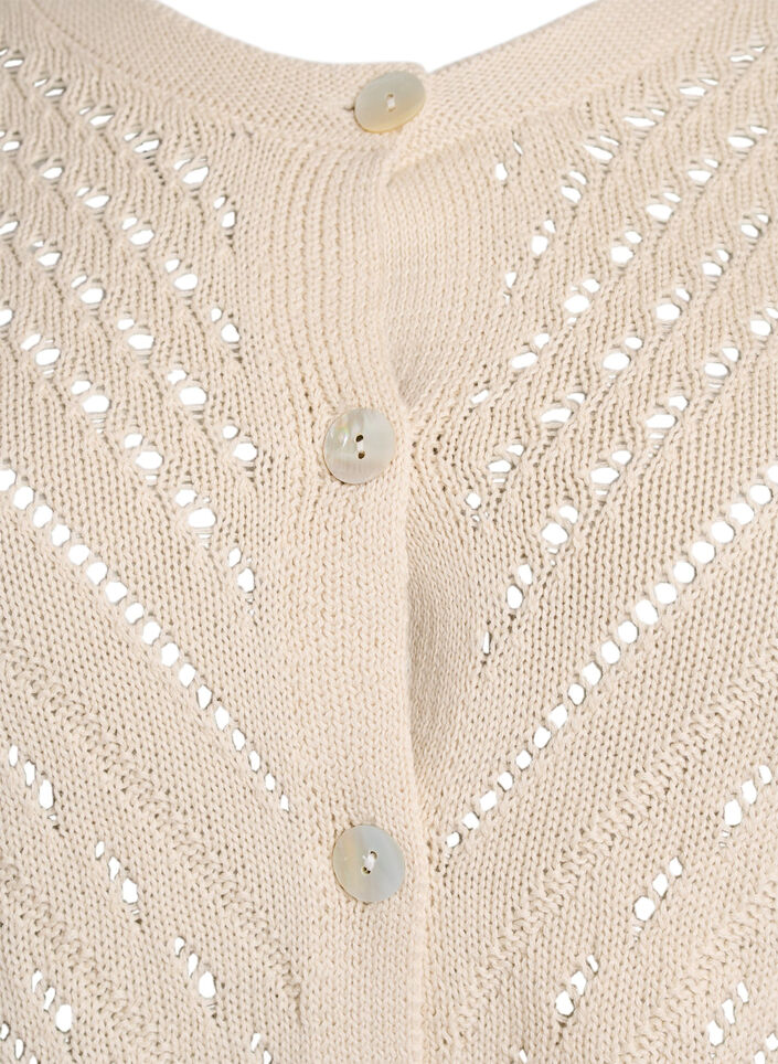 Krótki dzianinowy kardigan z oczkami, Sandshell, Packshot image number 2
