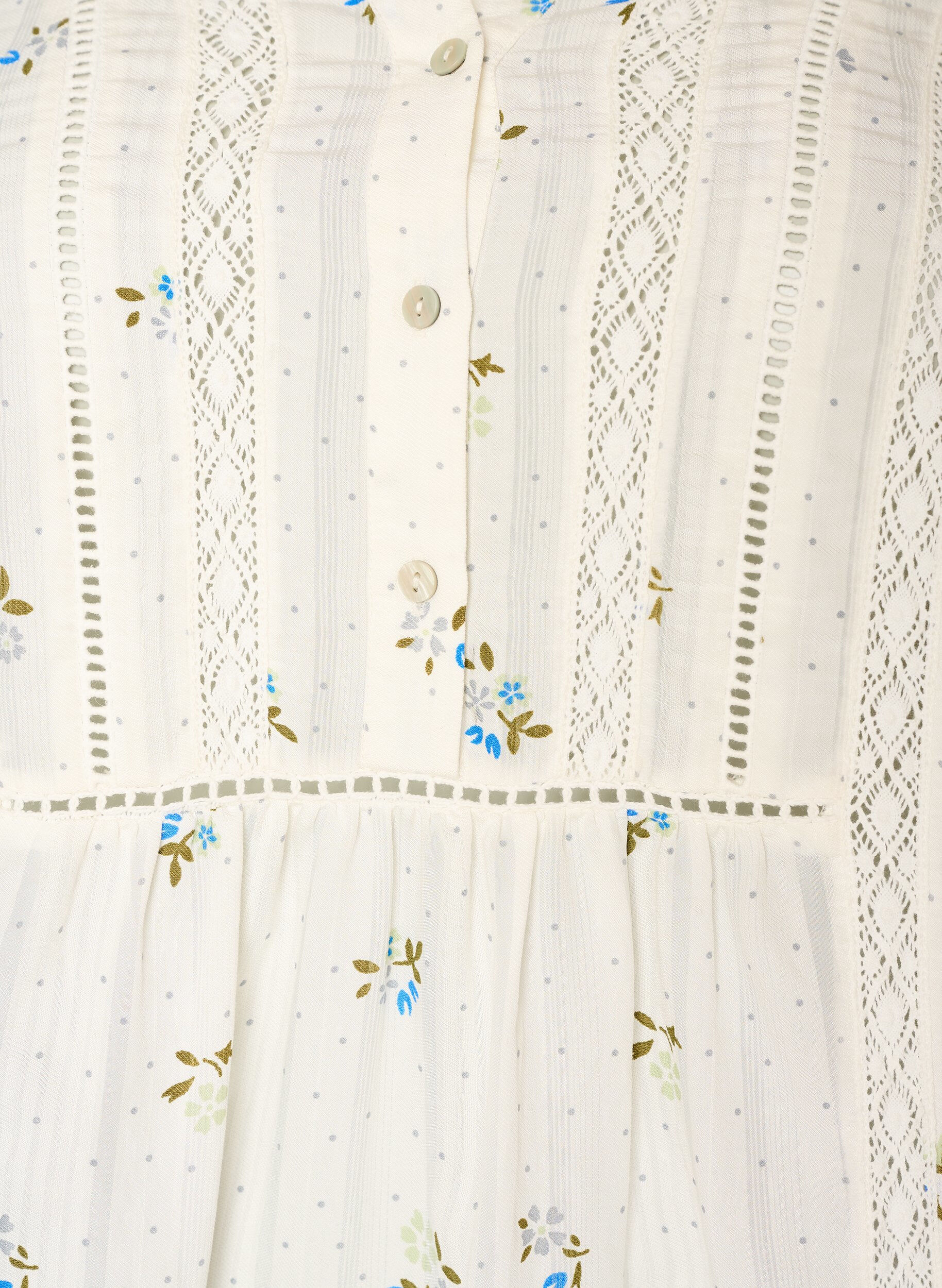 ZizziKr&oacute;tka, trapezowa sukienka z wiskozy z koronkowym wykonczeniem, Biały, Packshot image number 2