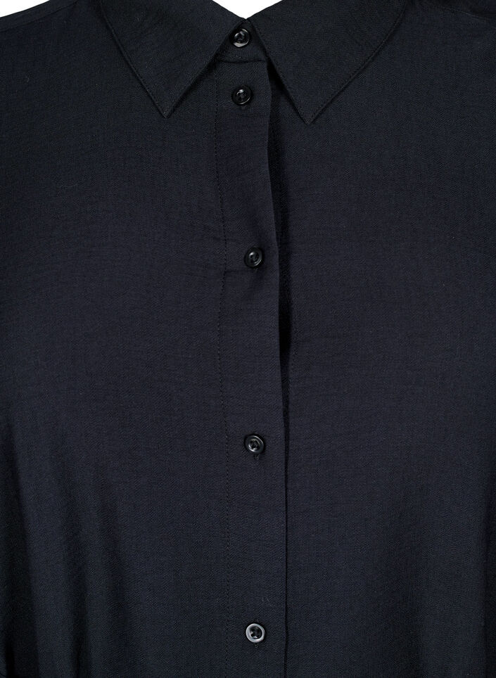 Sukienka koszulowa z wiazanym paskiem i dlugimi rekawami, Czarne, Packshot image number 2