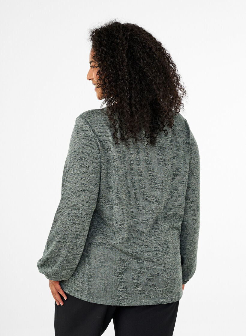 FLASH - Dzersejowa bluzka z dlugim rekawem, Zielony, Model image number 2