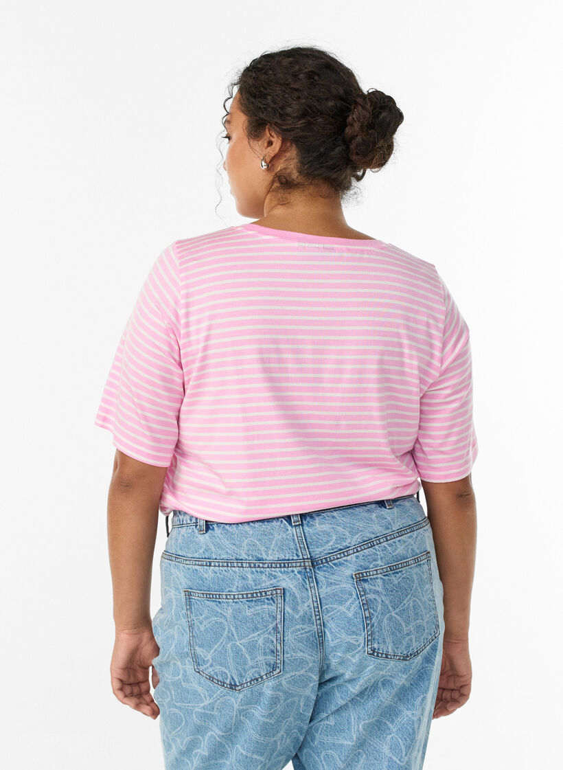 Koszulka z TENCEL&trade; Lyocell i paskami, R&oacute;żowy, Model image number 1