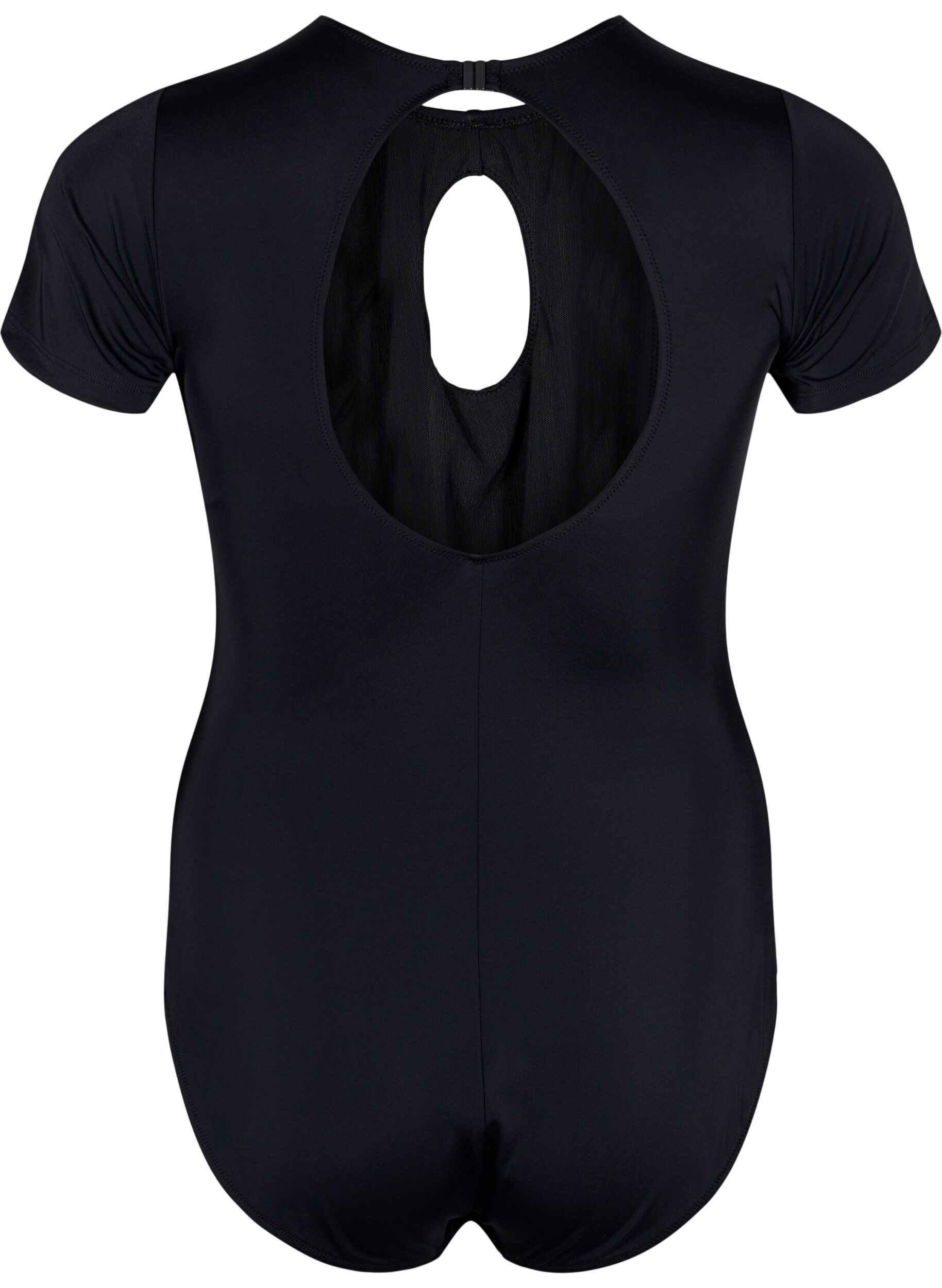 Zizzi Swimsuit with short sleeves, Black, Packshot image number 1