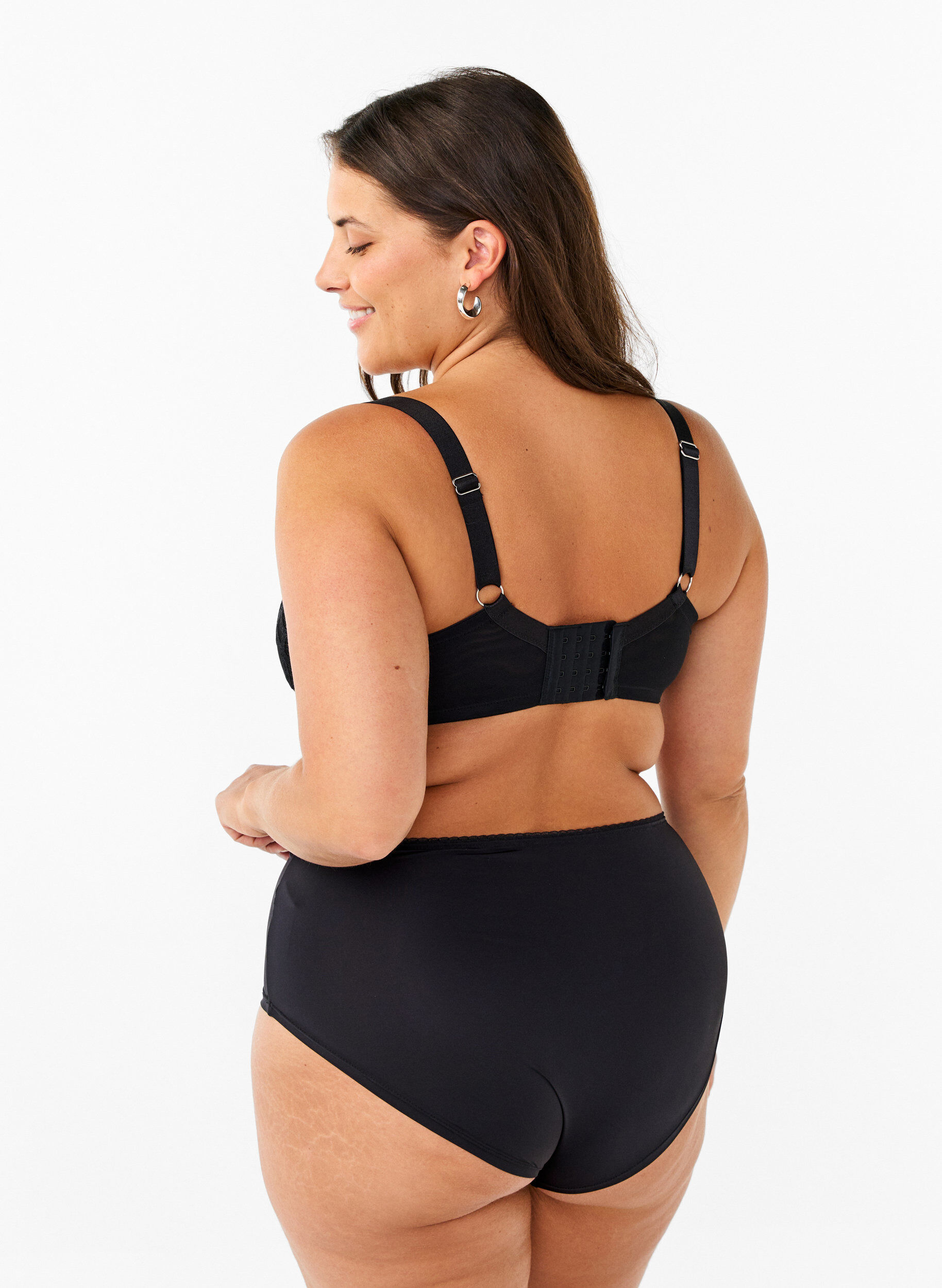 Zizzi Majtki z mikrofibry z koronkowymi wstawkami, Black, Model image number 1