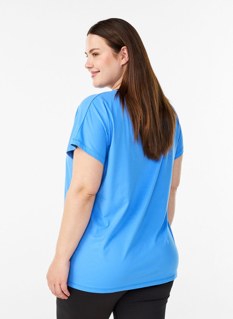 Luzna koszulka treningowa z dekoltem w szpic, Niebieskie, Model image number 2
