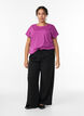 Koszulka z kr&oacute;tkim rekawem ze splotu bawelnianego, Fioletowy, Model image number 1