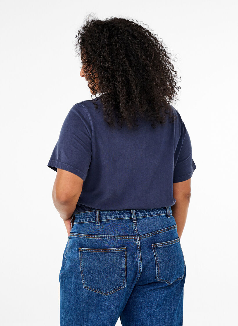 Koszulka z oczkami i nadrukiem, Navy Washed , Model image number 1