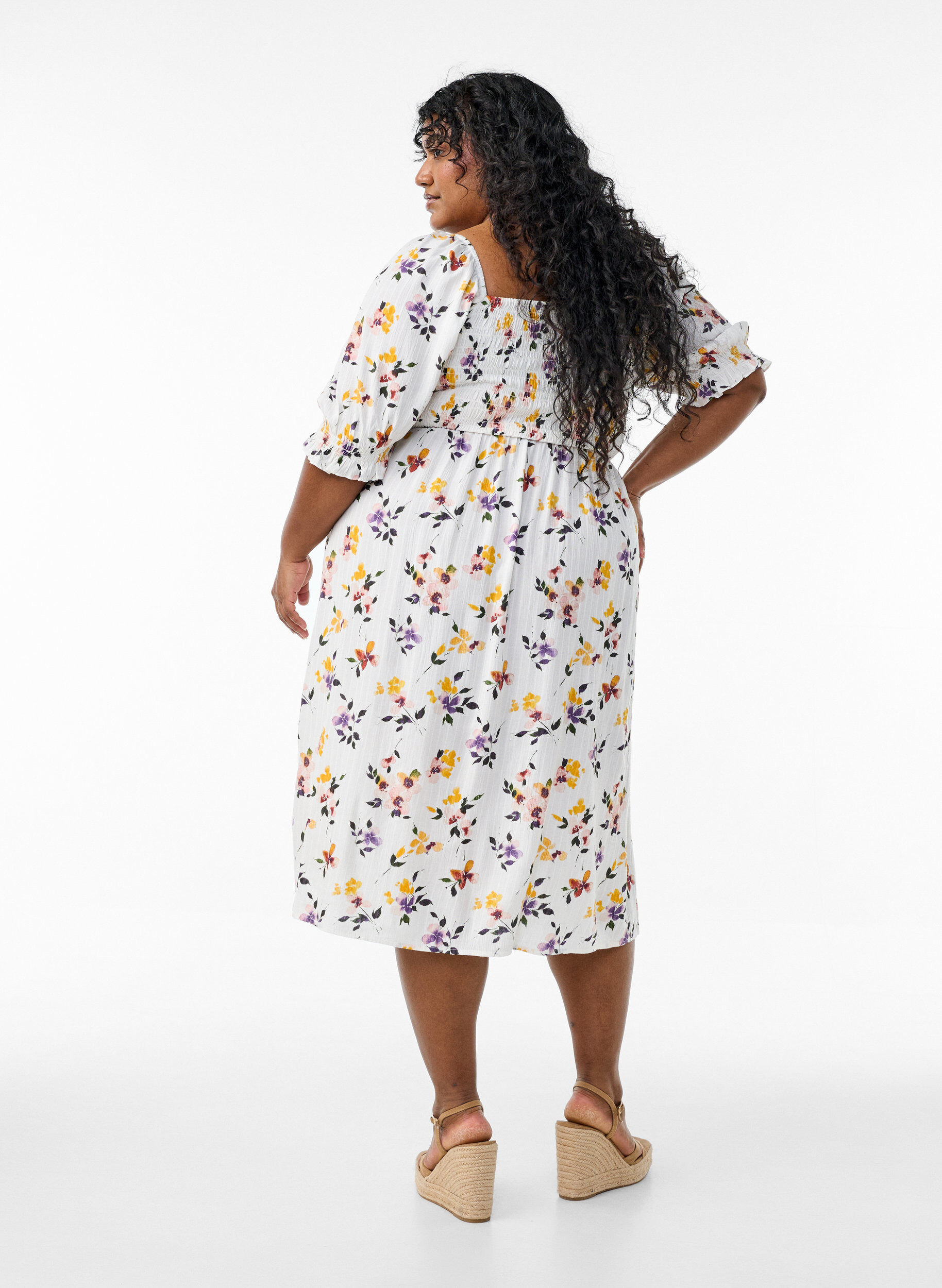 Zizzi Letnia sukienka z wiskozy z nadrukiem paisley, Biały, Model image number 1