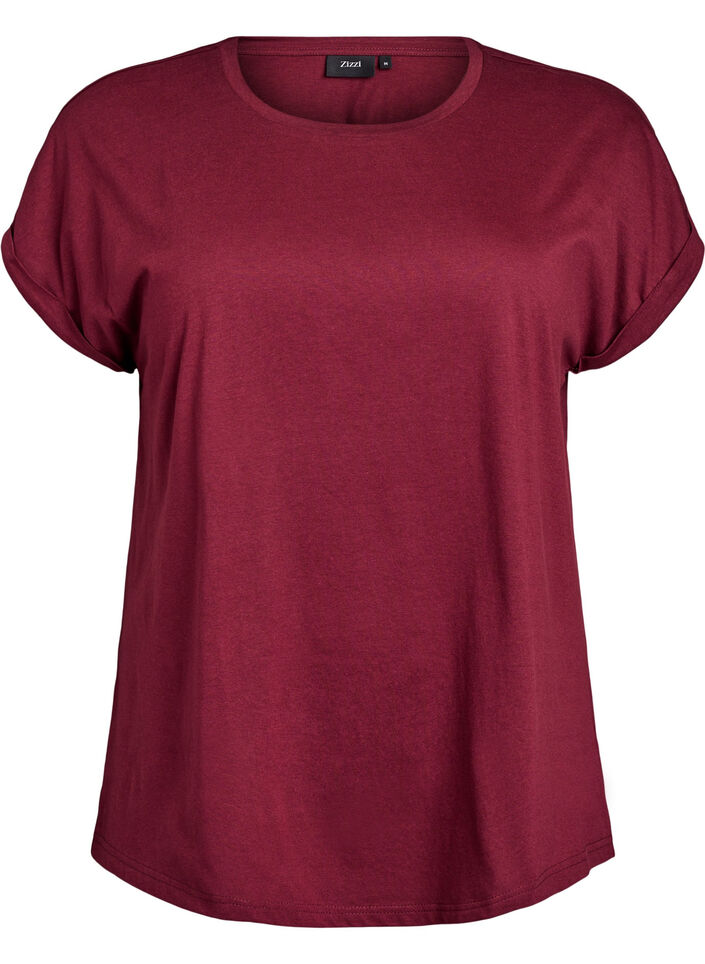 T-shirt z kr&oacute;tkim rekawem z mieszanki bawelny, Ciemnobordowy, Packshot image number 0