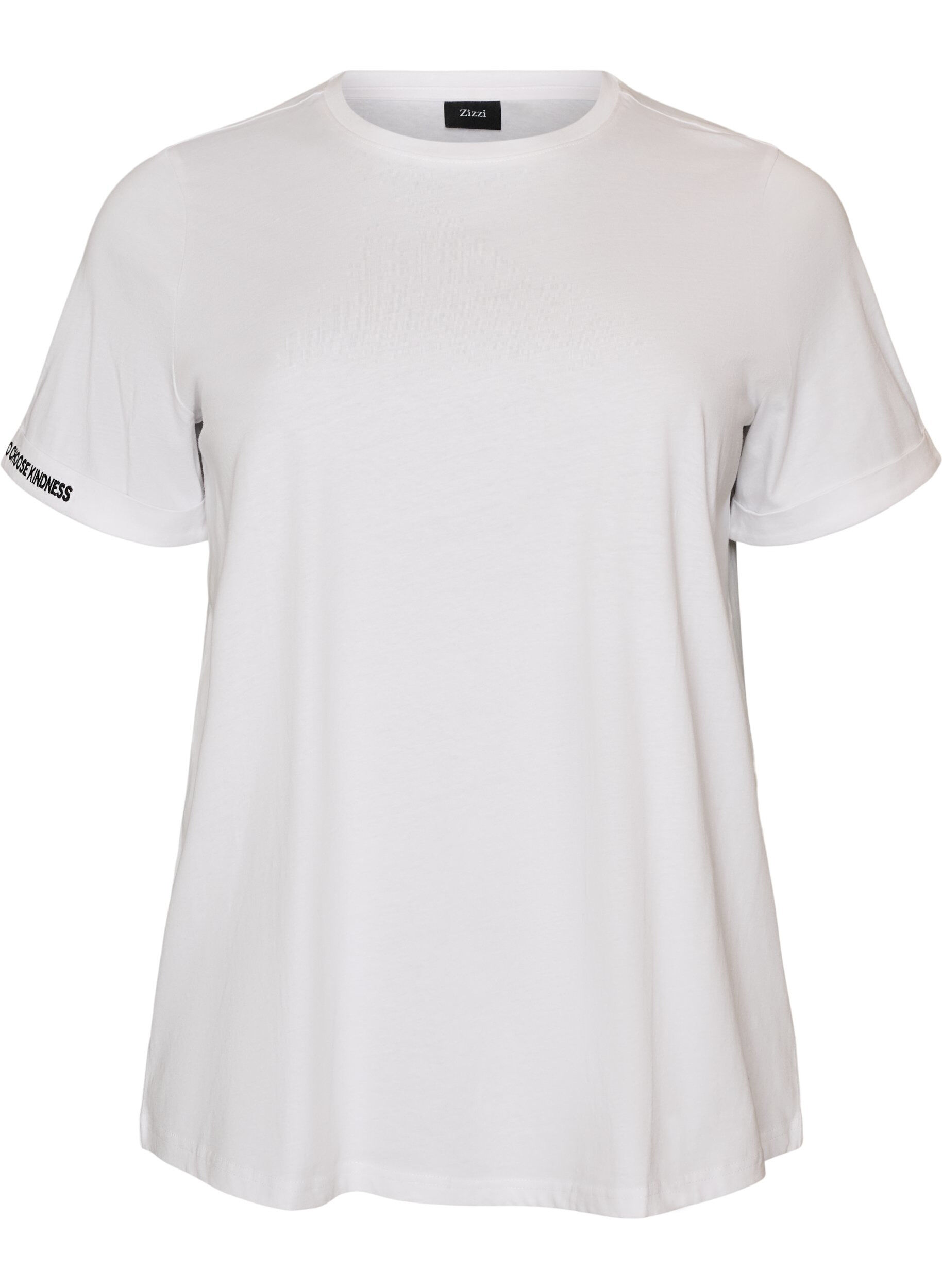 ZizziBawelniany T-shirt z haftowanym napisem, Biały, Packshot image number 0