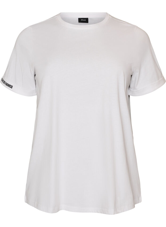 Bawelniany T-shirt z haftowanym napisem, Biały, Packshot image number 0