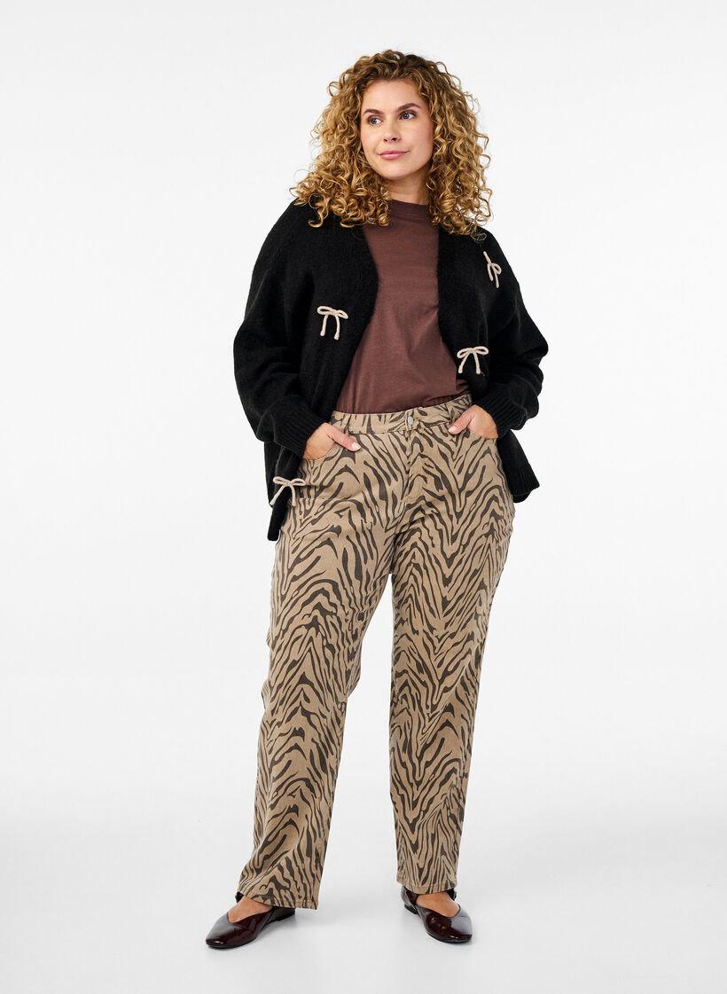 Krótki kardigan z dzianiny z kokardkami, Black Comb, Model image number 2