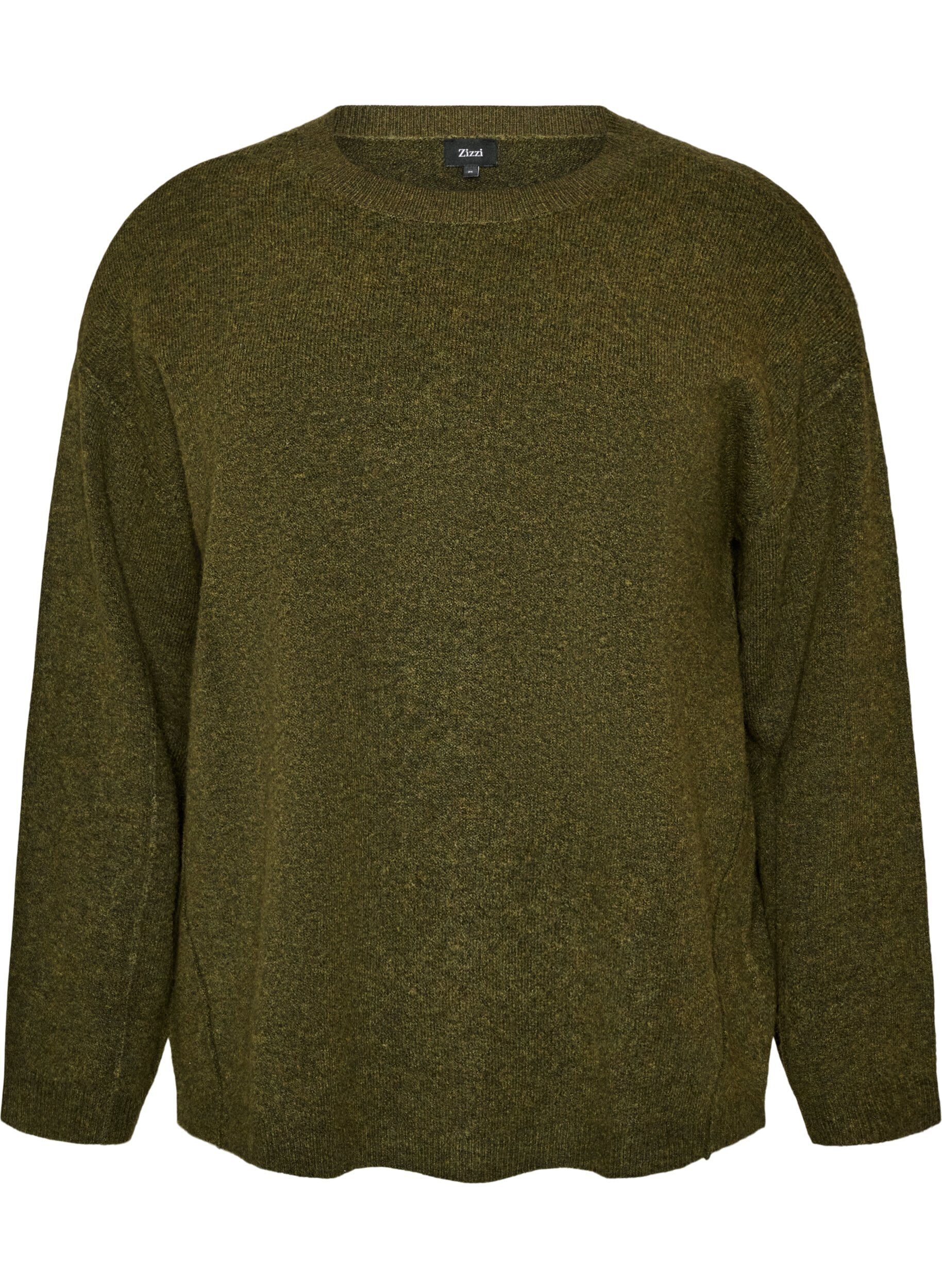ZizziLuzny dzianinowy sweter z widocznymi szwami, Zielony, Packshot image number 0