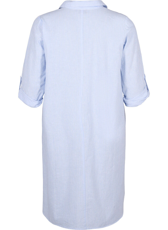 Sukienka w paski wykonana z bawelny i lnu, Serenity Wh. Stripe, Packshot image number 1