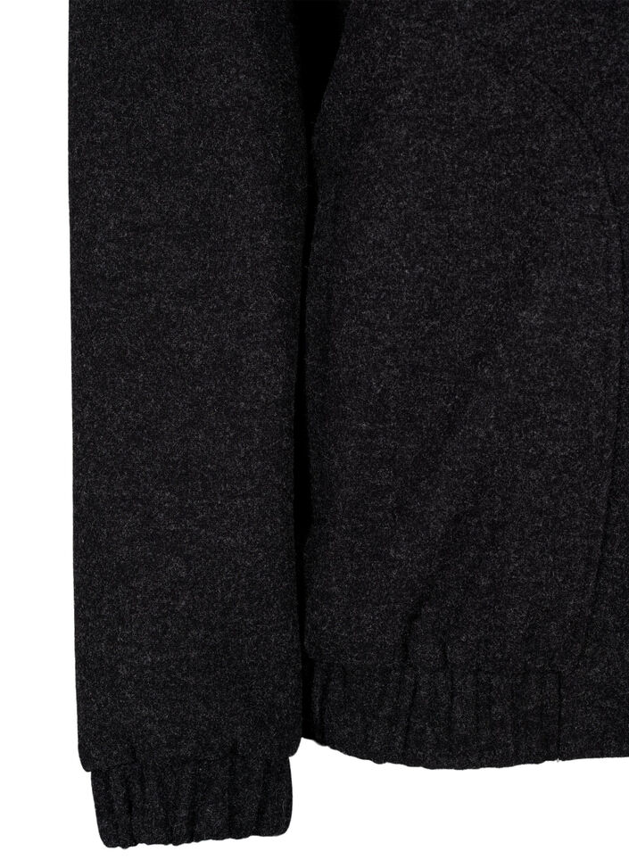 Bomberka o welnianym wygladzie z kieszeniami, Dark Grey Melange, Packshot image number 3