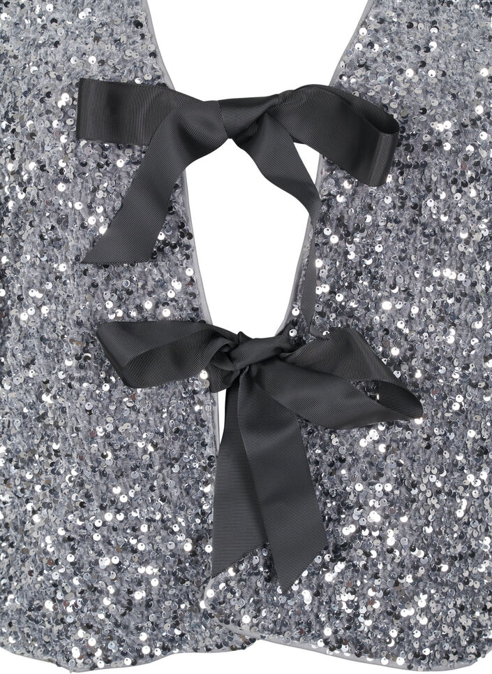 Cekinowa bluzka z wiazaniem, Silver, Packshot image number 2
