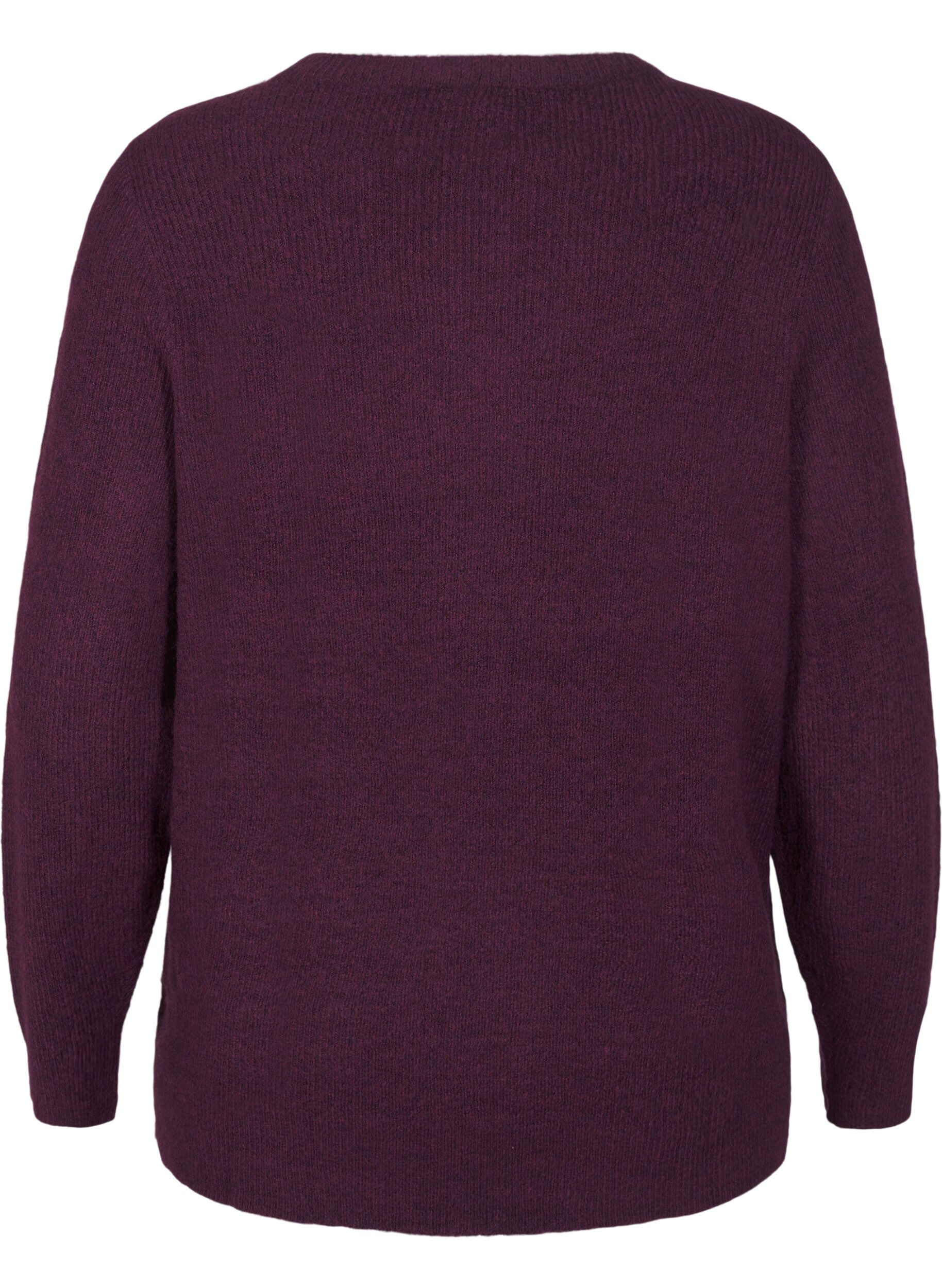 Zizzi Melanzowy sweter z okraglym dekoltem, Potent Purple Mel., Packshot image number 1