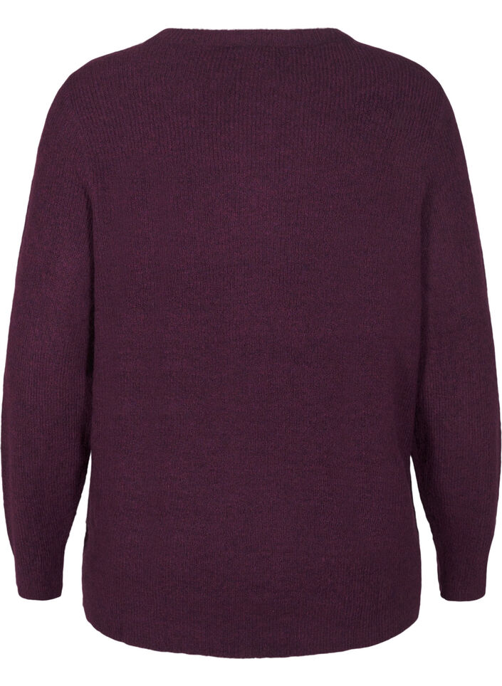Melanzowy sweter z okraglym dekoltem, Potent Purple Mel., Packshot image number 1