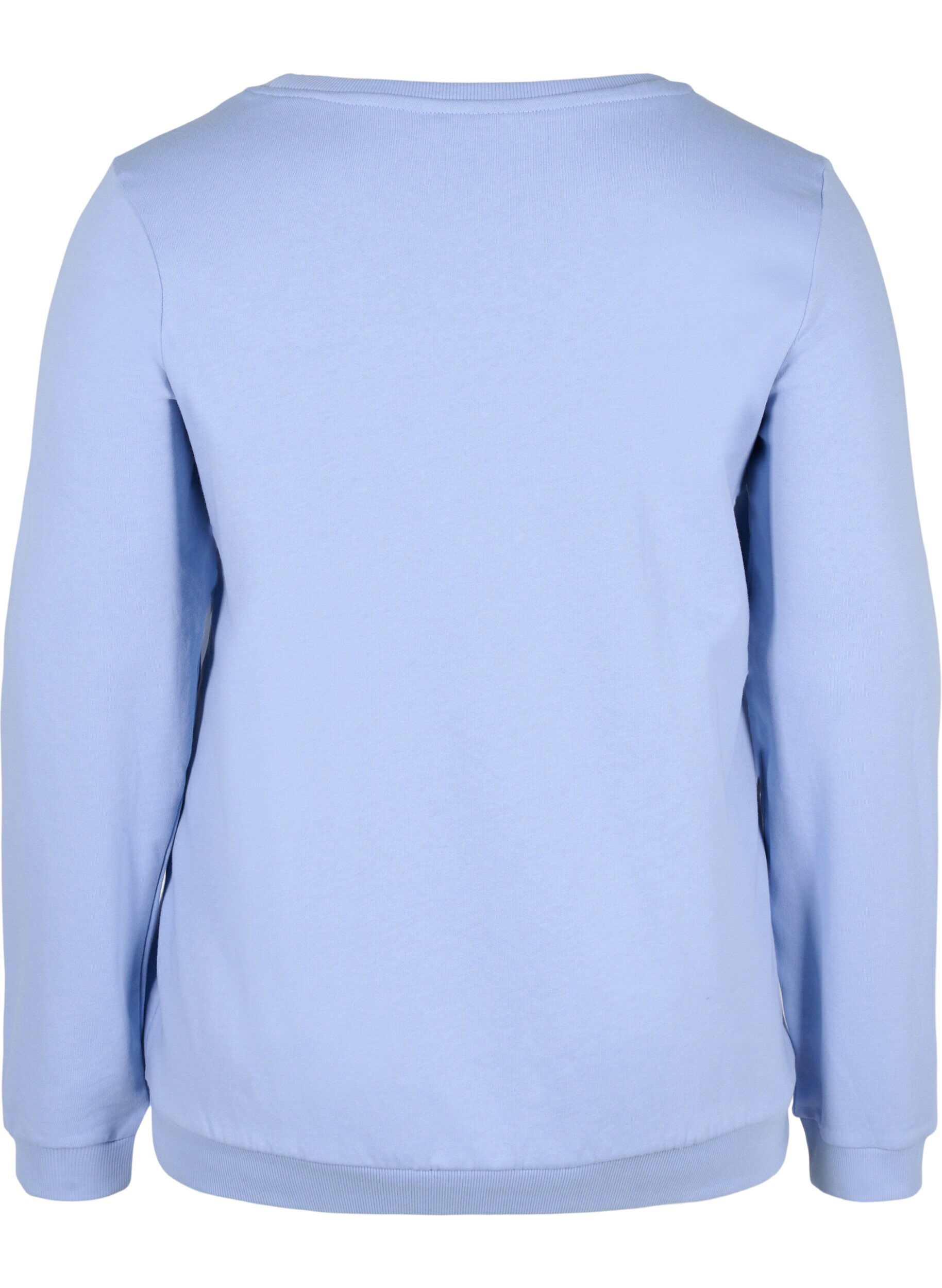 Zizzi Cotton sweatshirt with text print, Blue Heron, Packshot image number 1