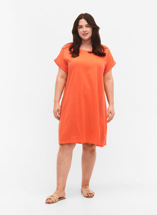 2-pack bawelniana sukienka z krótkimi rekawami, Living Coral / Black, Model image number 2