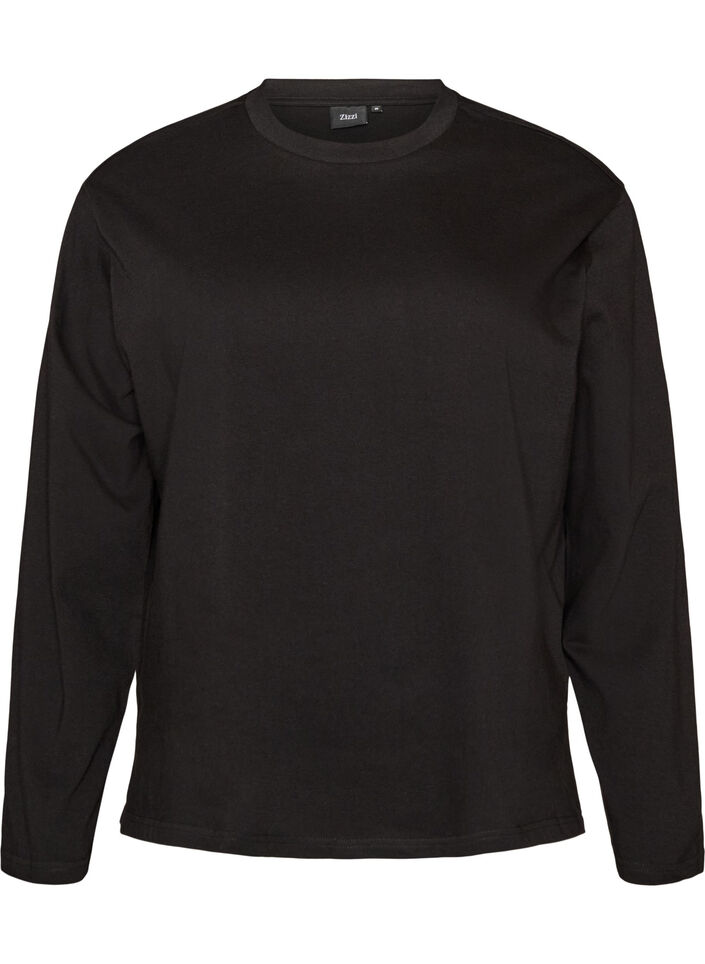 Podstawowa koszulka z dlugim rekawem, Czarne, Packshot image number 0