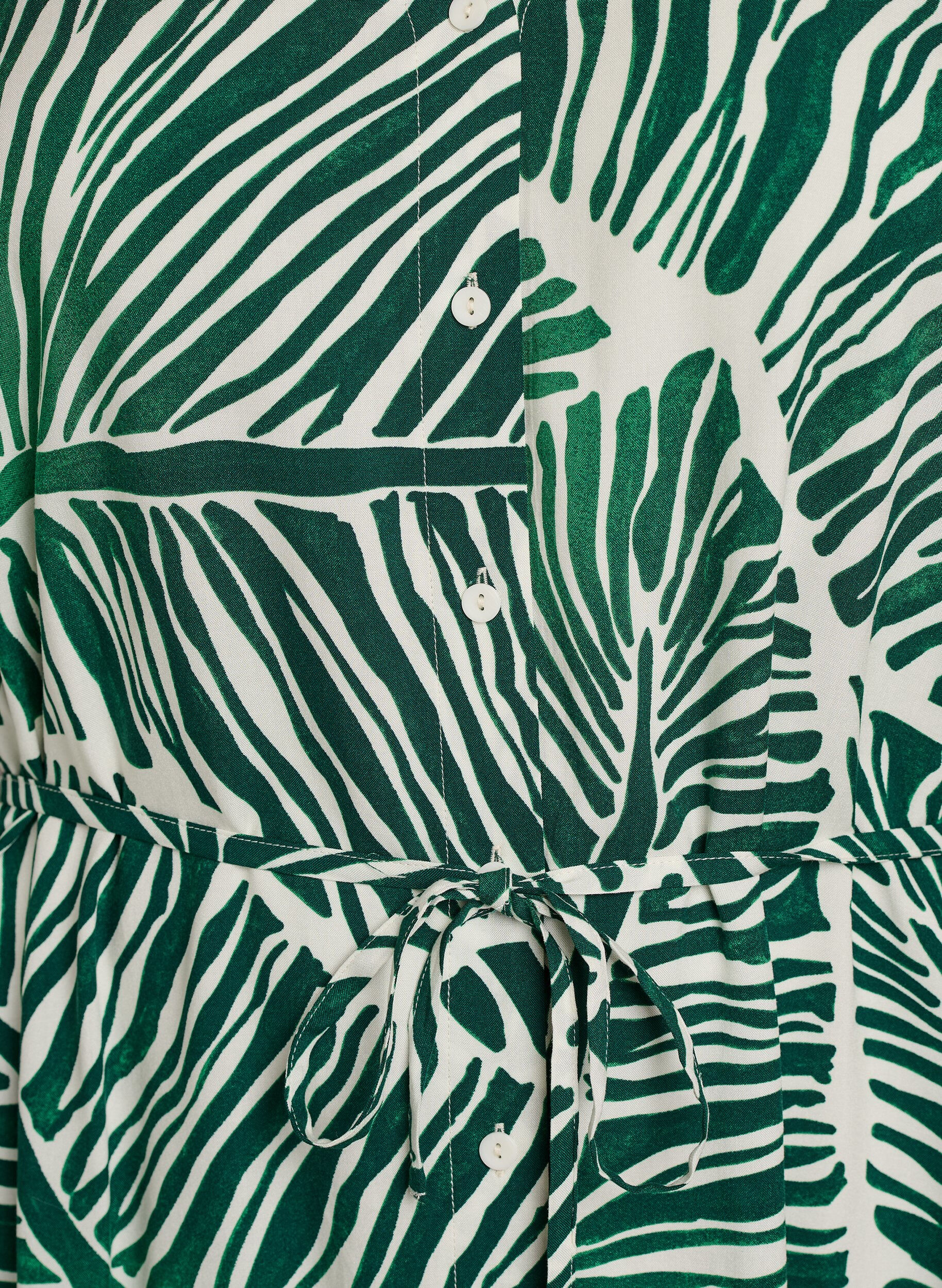 Zizzi Sukienka midi z nadrukiem i wiazanym paskiem, Zielony, Packshot image number 2