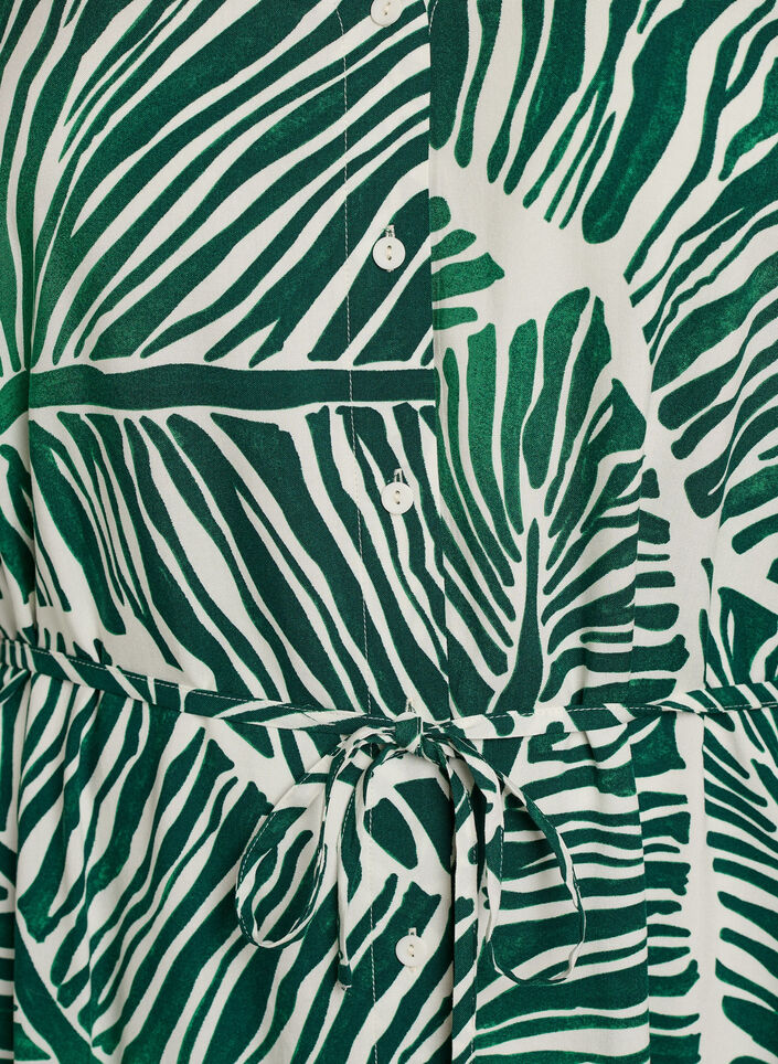 Sukienka midi z nadrukiem i wiazanym paskiem, Zielony, Packshot image number 2