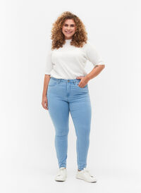 Super waskie jeansy Amy z wysokim stanem, Ex Lt Blue, Model