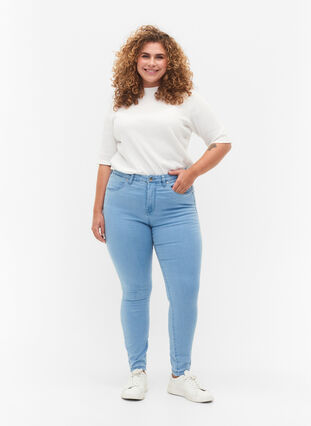 Super waskie jeansy Amy z wysokim stanem, Ex Lt Blue, Model image number 0