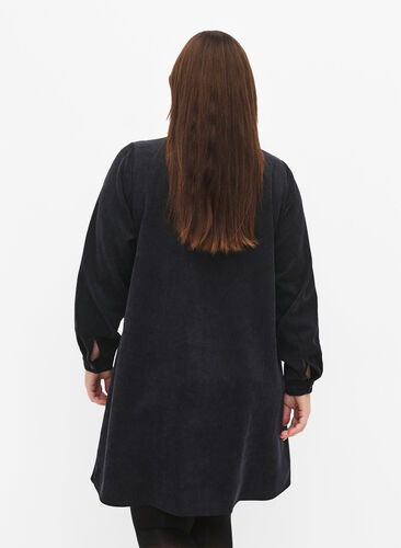 Aksamitna sukienka z zamkiem blyskawicznym i rekawami 3/4, Black, Model image number 1